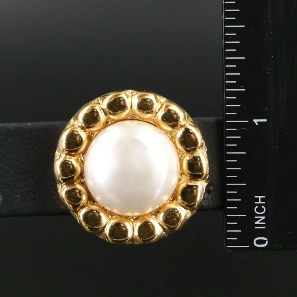 CHANEL Pearl Clip Earrings with Box